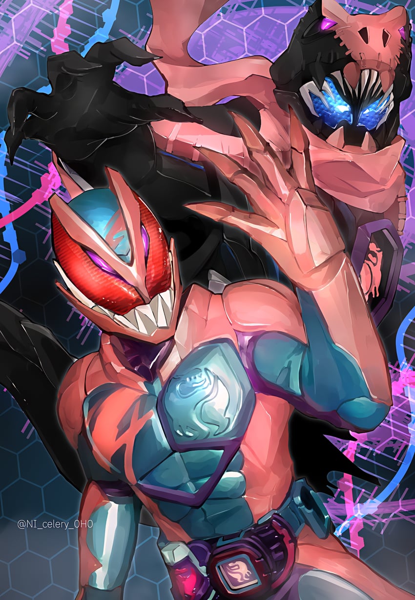 kamen rider revi and kamen rider vice (kamen rider and 1 more) drawn by ni_celery_pk
