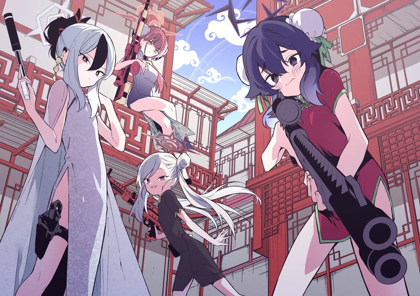 kayoko, aru, mutsuki, and haruka (blue archive) drawn by nogiwa_kaede