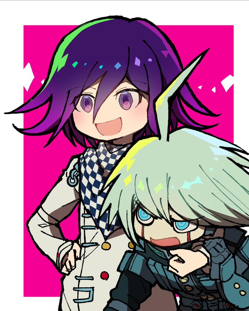 oma kokichi and k1-b0 (danganronpa and 1 more) drawn by youko-shima