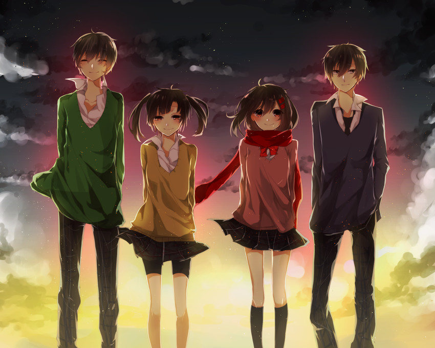 tateyama ayano, kisaragi shintarou, enomoto takane, and kokonose haruka (kagerou project) drawn by chunnkoromochi