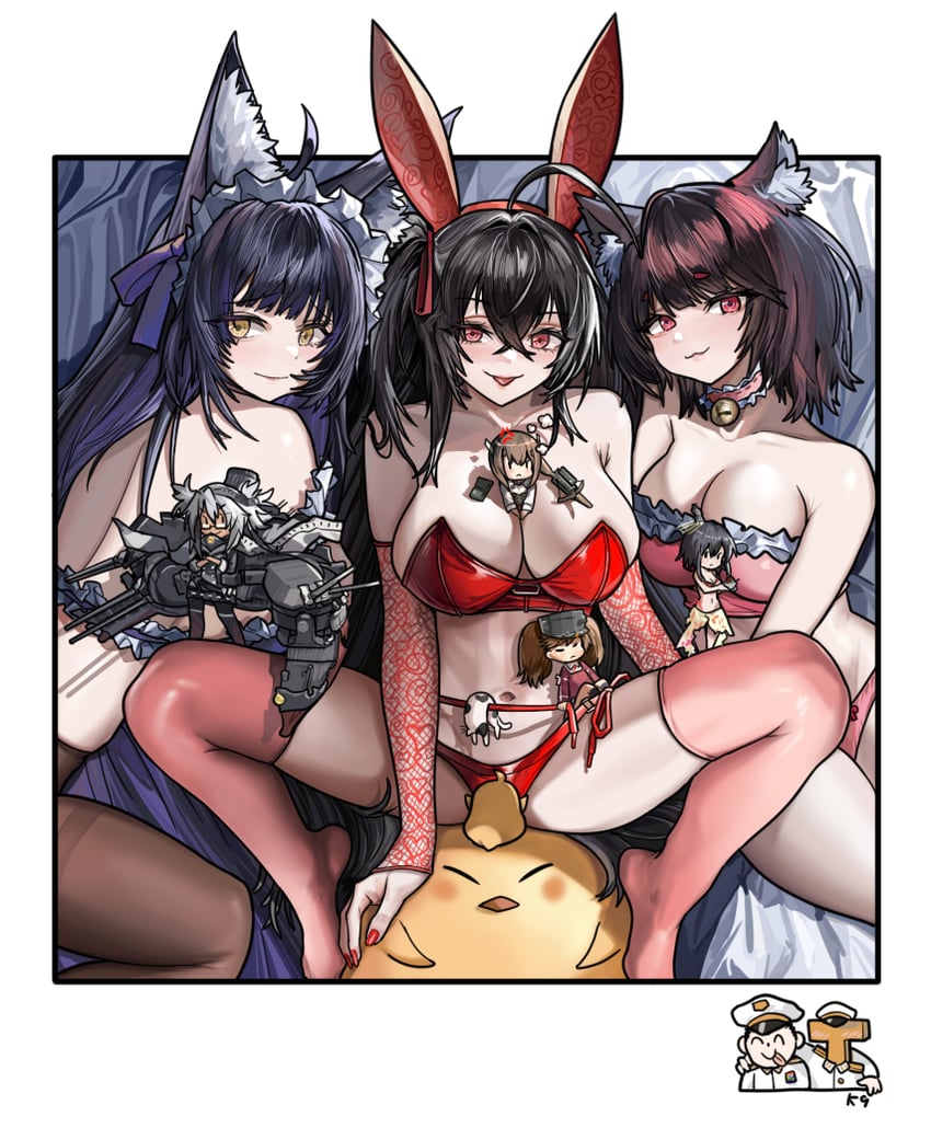 admiral, sensei, doodle sensei, manjuu, ryuujou, and 5 more (kantai collection and 2 more) drawn by kuroinu9