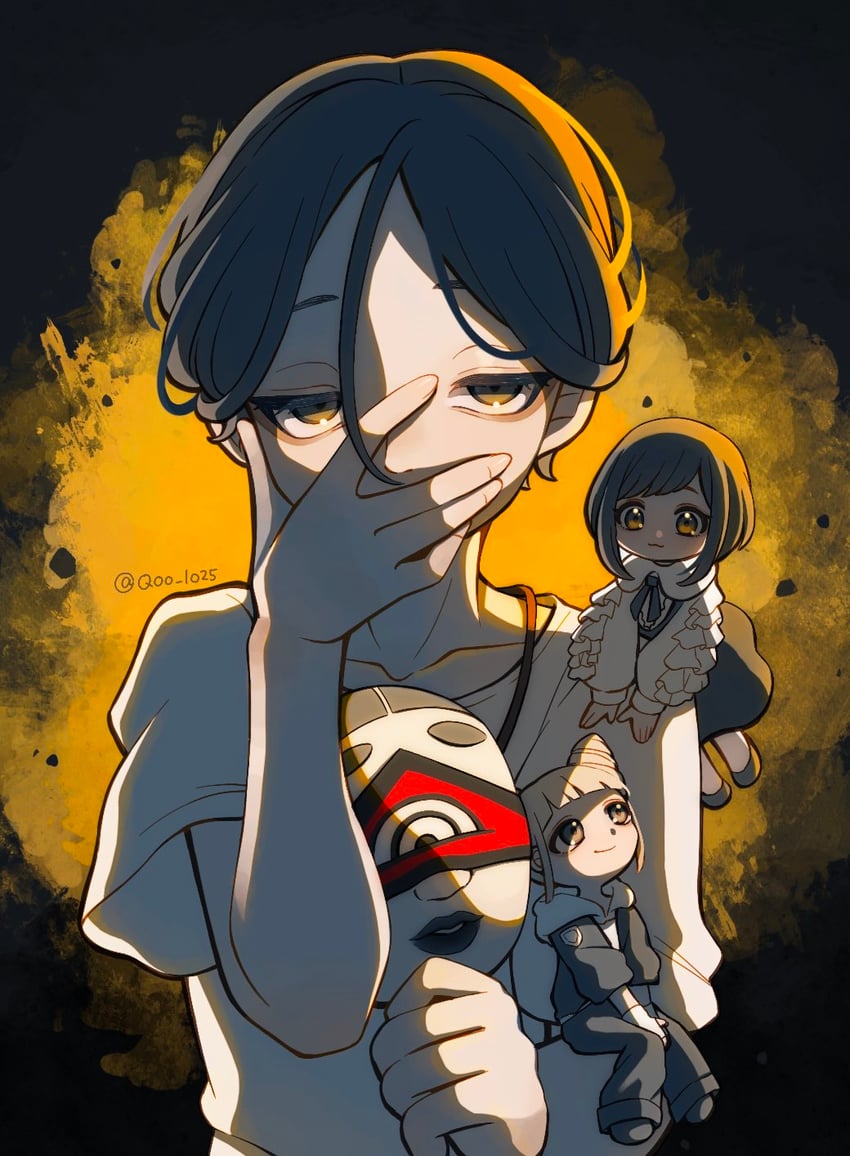 fukurai azami, meguriya ayumu, and jasmine (toshi densetsu kaitai center) drawn by qoo_1025