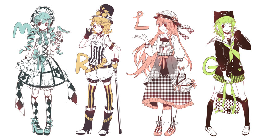hatsune miku, kagamine rin, megurine luka, and gumi (vocaloid) drawn by itsia