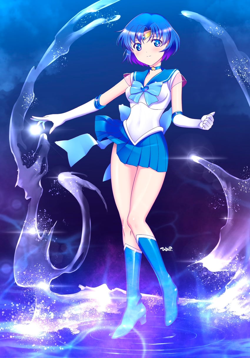 mizuno ami, sailor mercury, and super sailor mercury (bishoujo senshi sailor moon) drawn by himehachi_(hime8manga)