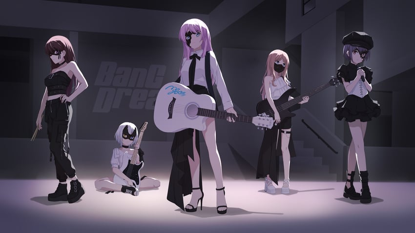 chihaya anon, nagasaki soyo, shiina taki, takamatsu tomori, and kaname raana (bang dream! and 1 more) drawn by laofuzi_dai_bansho
