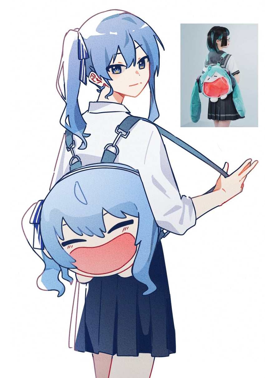 hatsune miku and hoshimachi suisei (hololive and 1 more) drawn by kiel_adair