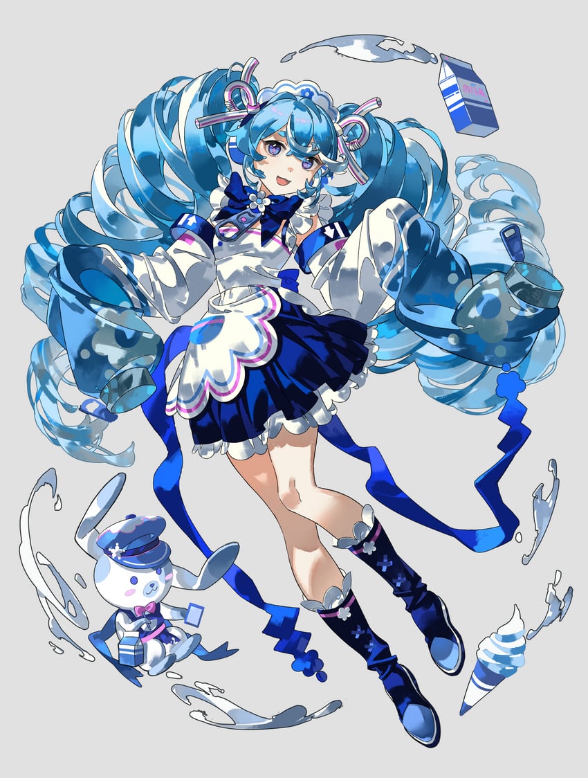 hatsune miku, yuki miku, and rabbit yukine (vocaloid) drawn by labroiy