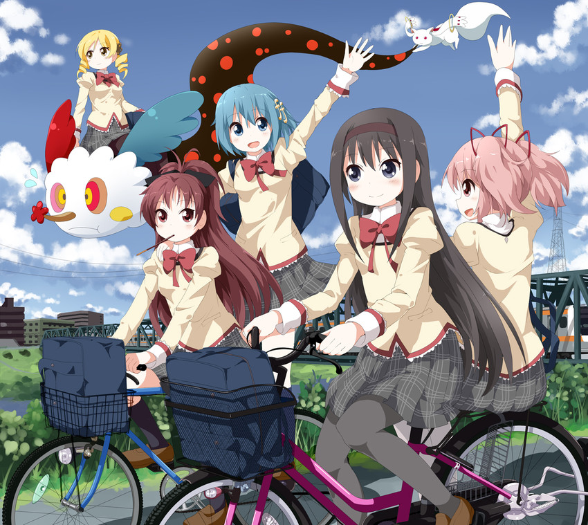 akemi homura, kaname madoka, miki sayaka, sakura kyoko, tomoe mami, and 2 more (mahou shoujo madoka magica) drawn by ruu_(tksymkw)