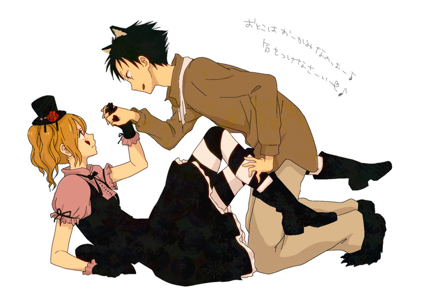 natsume asako and sasahara souhei (tonari no kaibutsu-kun) drawn by gomashio