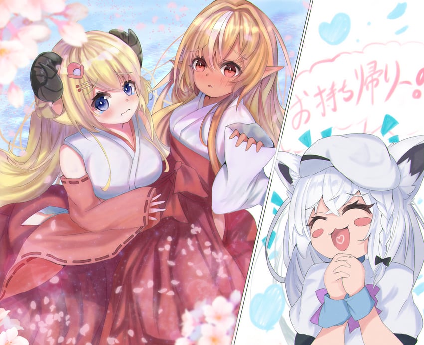 shirakami fubuki, shiranui flare, ryuuguu rena, and tsunomaki watame (hololive and 1 more) drawn by soma443