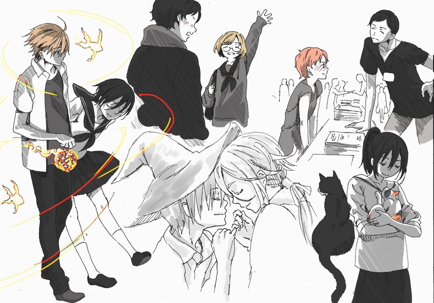 keiko, komine ikumi, mochizuki, tonari tetsuya, yoshioka, and 4 more (gendai majo zukan) drawn by tsukinowa_kousuke