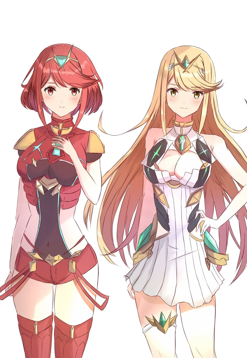 pyra and mythra (xenoblade chronicles and 1 more) drawn by tai56839808