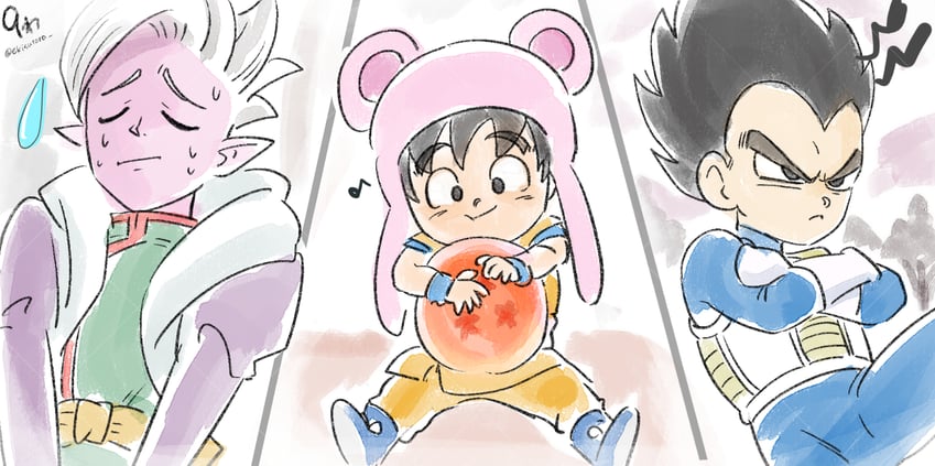 son goku, vegeta, and degesu (dragon ball and 1 more) drawn by ekisutora