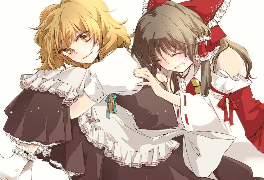 hakurei reimu and kirisame marisa (touhou) drawn by yonu_(yonurime)
