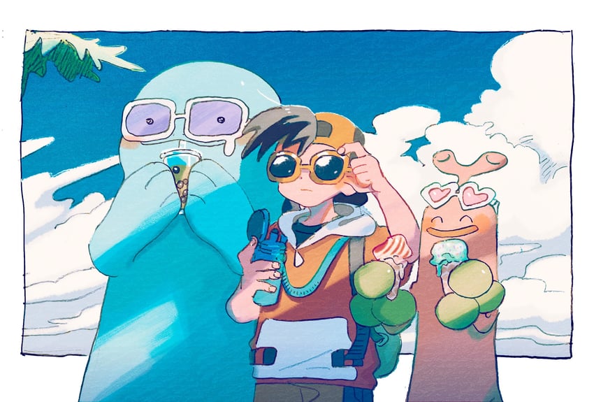 ethan, quagsire, and sudowoodo (pokemon and 1 more) drawn by yamanote