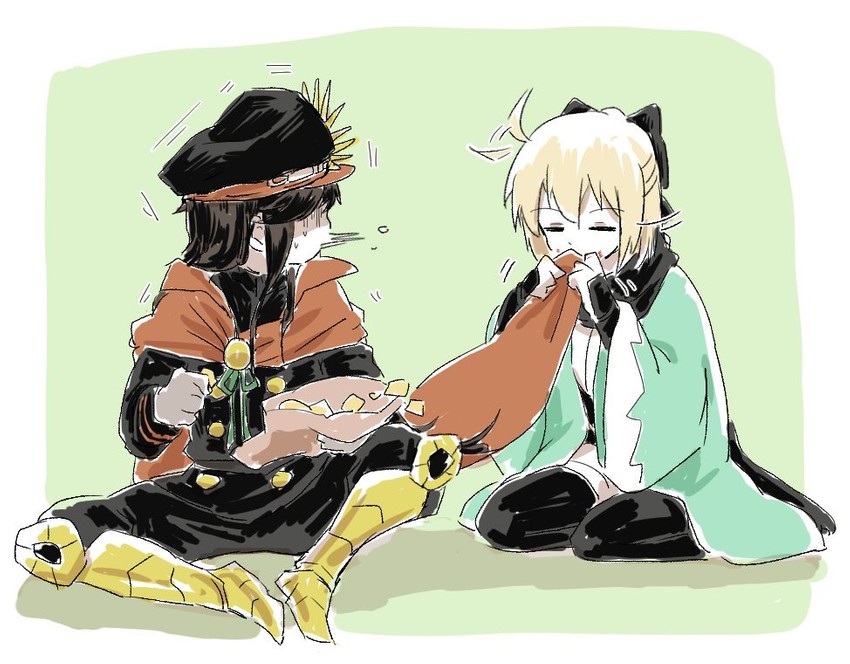 okita souji and oda nobunaga (fate and 2 more) drawn by nejikyuu
