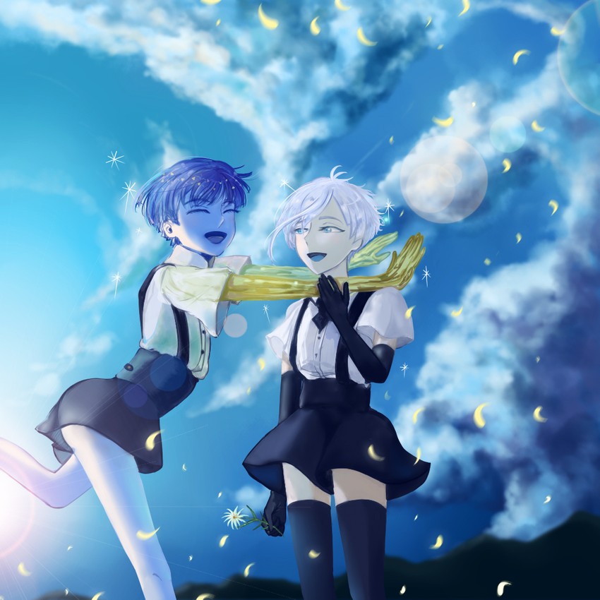 phosphophyllite and antarcticite (houseki no kuni) drawn by ikuko_(ttps80126)