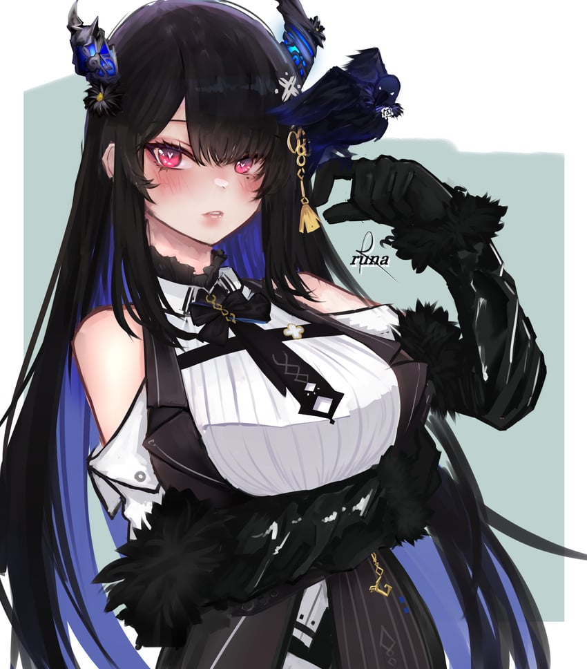 nerissa ravencroft and shadow (hololive and 1 more) drawn by runa_(runasi)