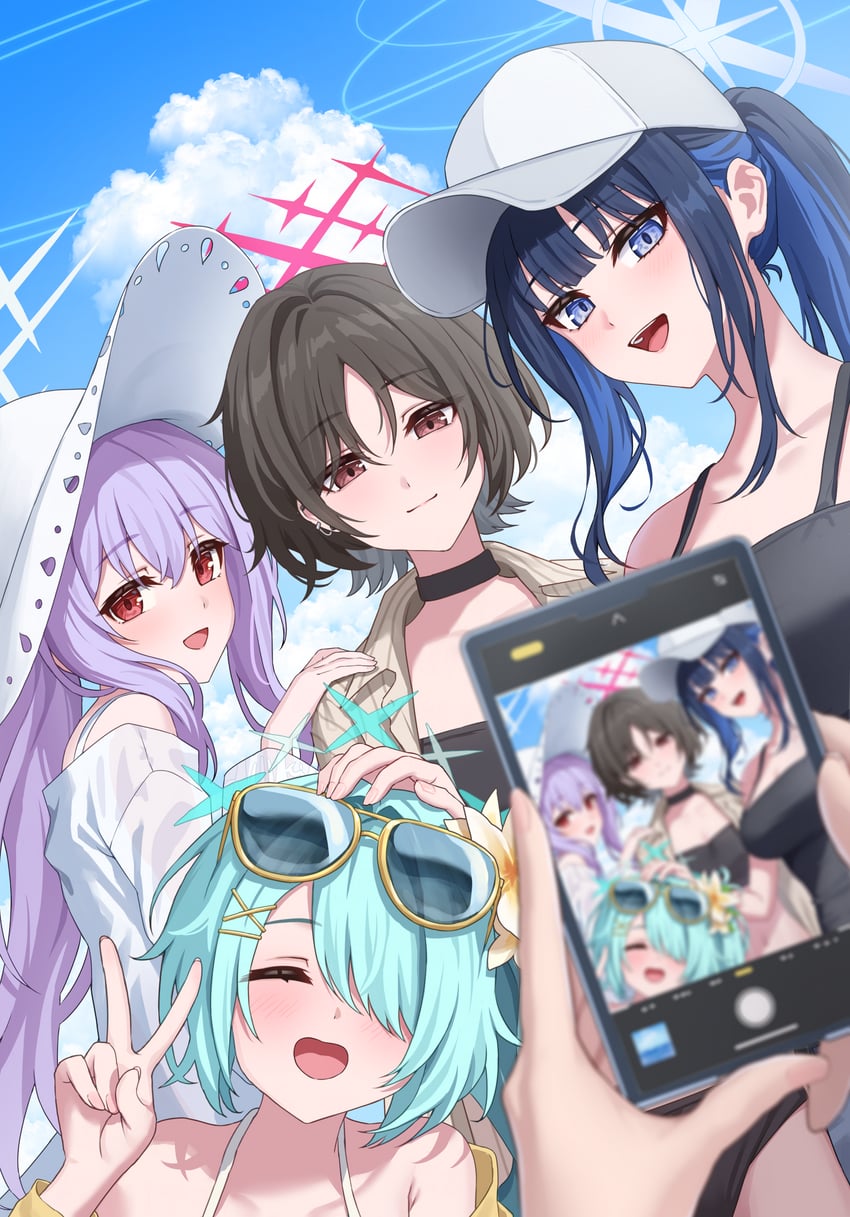 saori, atsuko, hiyori, and misaki (blue archive) drawn by simoumi_217