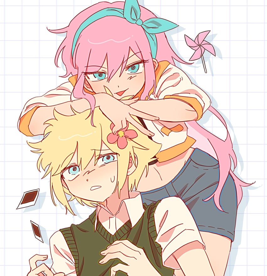 basil and aubrey (omori) drawn by iomor_snuuy