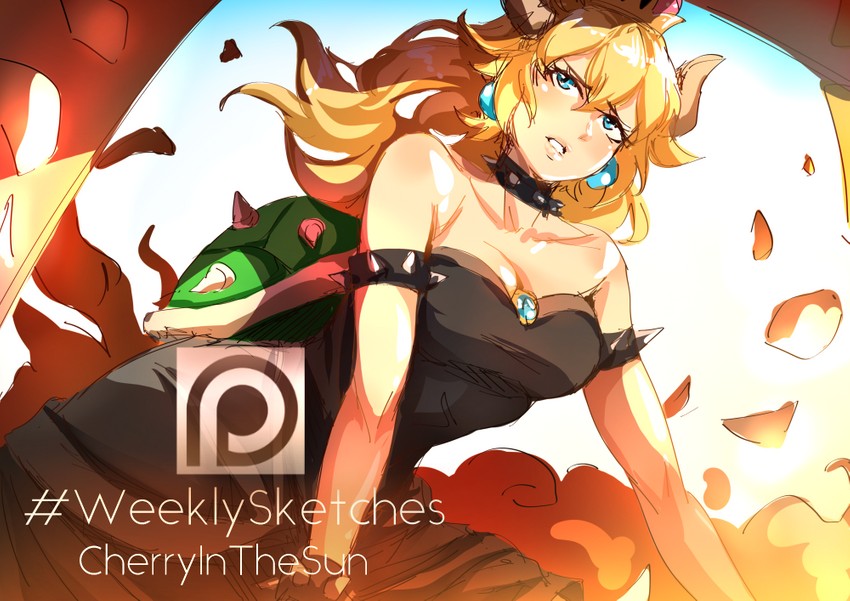 bowsette (mario and 1 more) drawn by cherry_in_the_sun