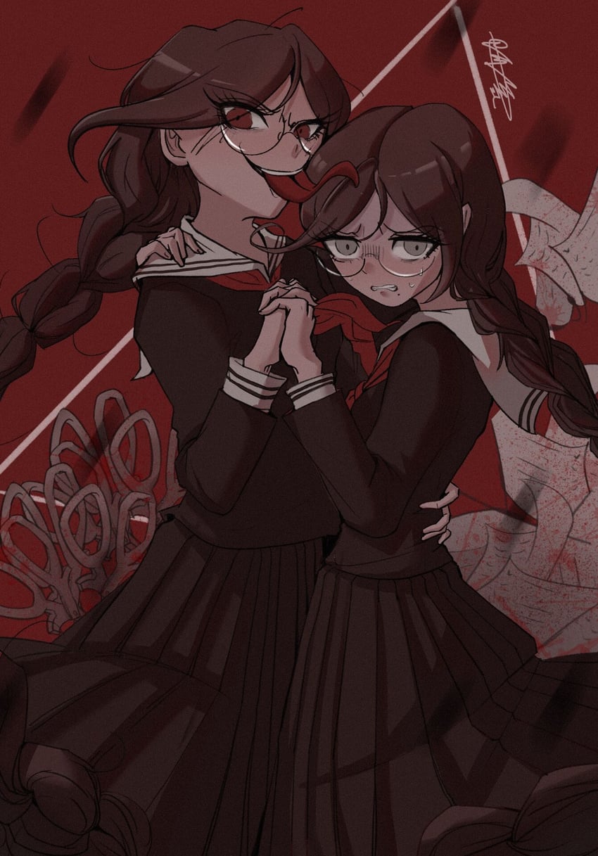 fukawa toko and genocider shou (danganronpa and 1 more) drawn by 14184576
