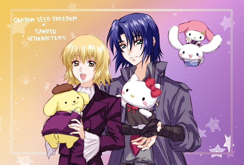 cinnamoroll, hello kitty, cagalli yula athha, my melody, athrun zala, and 1 more (gundam and 6 more) drawn by aiai_x0301