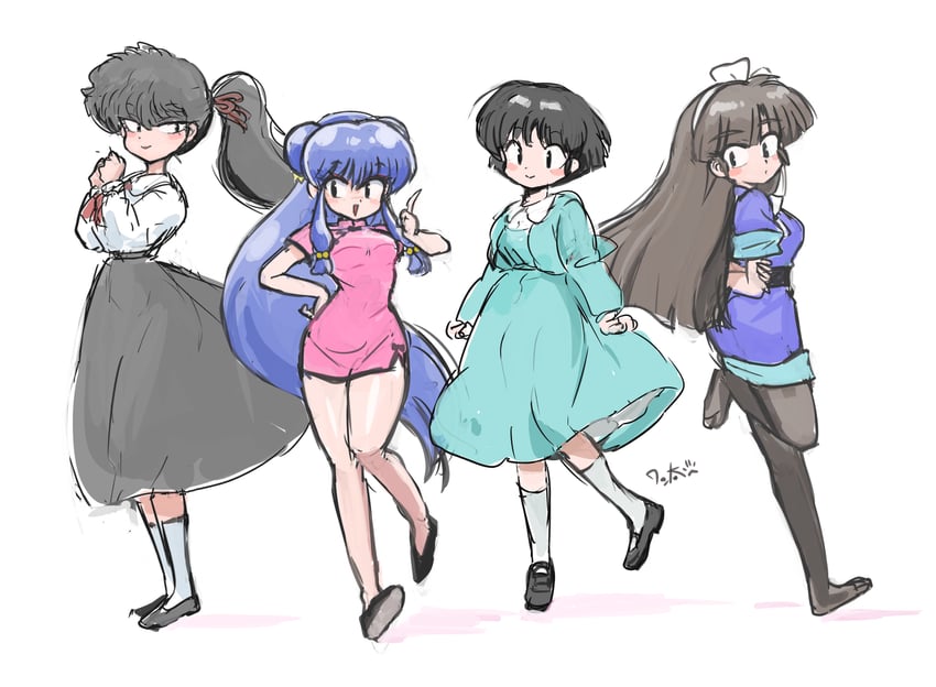 shampoo, tendou akane, kuonji ukyou, and kunou kodachi (ranma 1/2) drawn by wanta_(futoshi)