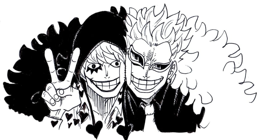 donquixote doflamingo and donquixote rocinante (one piece) drawn by nishiponi