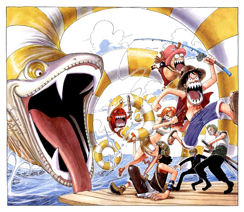 nami, monkey d. luffy, roronoa zoro, sanji, tony tony chopper, and 1 more (one piece) drawn by oda_eiichirou