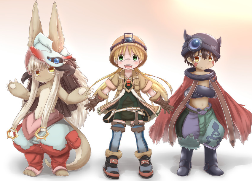 nanachi, reg, and riko (made in abyss) drawn by horokusa_(korai)