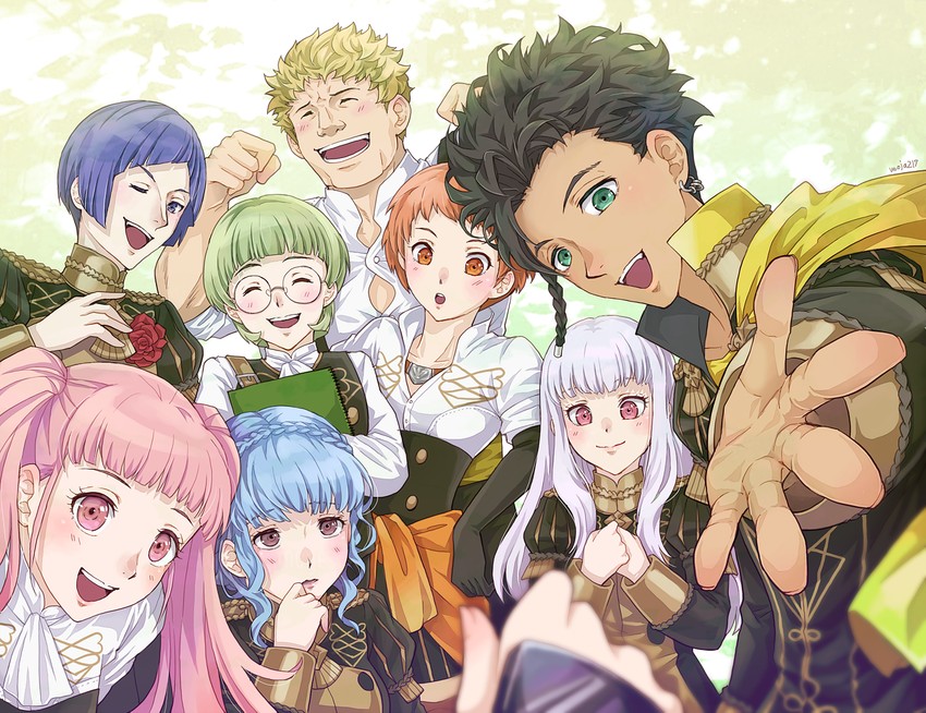 hilda valentine goneril, lysithea von ordelia, marianne von edmund, claude von riegan, leonie pinelli, and 3 more (fire emblem and 1 more) drawn by mojakkoro
