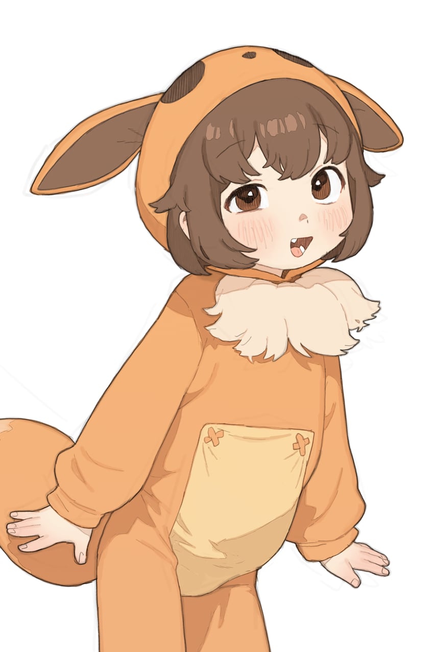 eevee and poke kid (original and 1 more) drawn by possummachine
