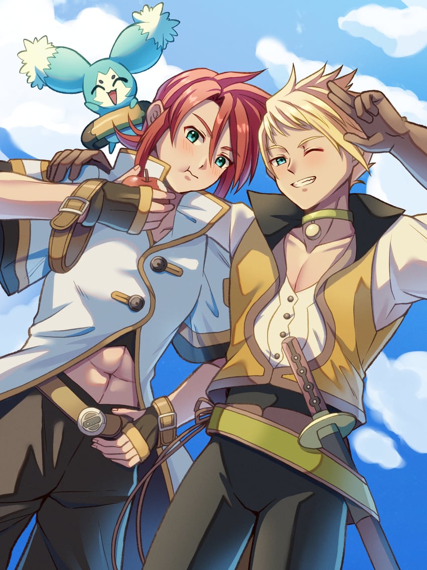 luke fon fabre, mieu, and guy cecil (tales of and 1 more) drawn by ch1emon_i