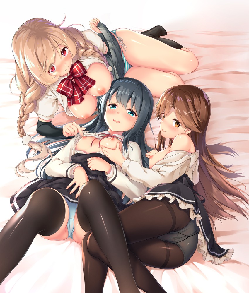 asashio, asashio kai ni, arashio, minegumo, and arashio kai ni (kantai collection) drawn by awa_yume