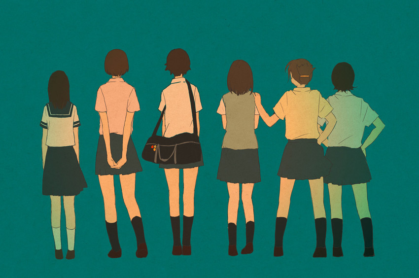konno makoto, konno miyuki, fujitani kaho, and hayakawa yuri (toki wo kakeru shoujo) drawn by wakana_(nagomoo)