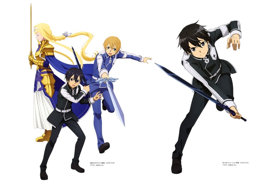 kirito, alice zuberg, and eugeo (sword art online and 1 more)