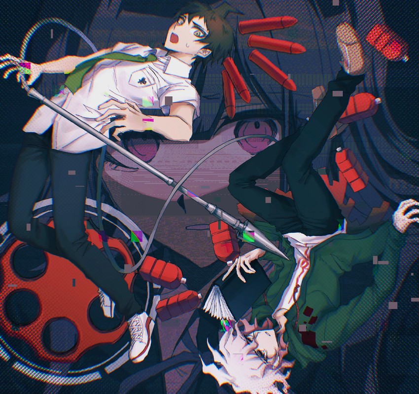 nanami chiaki, komaeda nagito, and hinata hajime (danganronpa and 1 more) drawn by aji_kosugi
