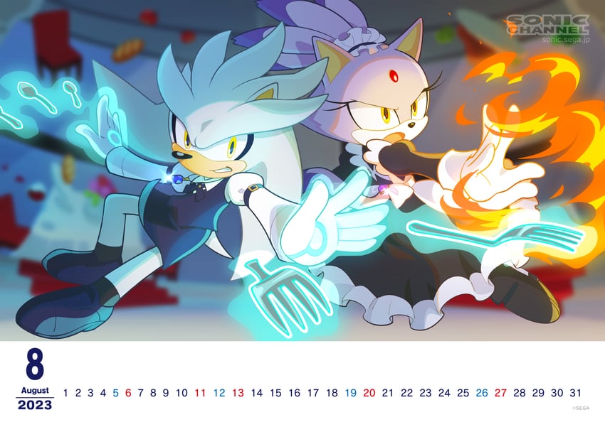 blaze the cat and silver the hedgehog (sonic and 1 more) drawn by hayane_tomoko