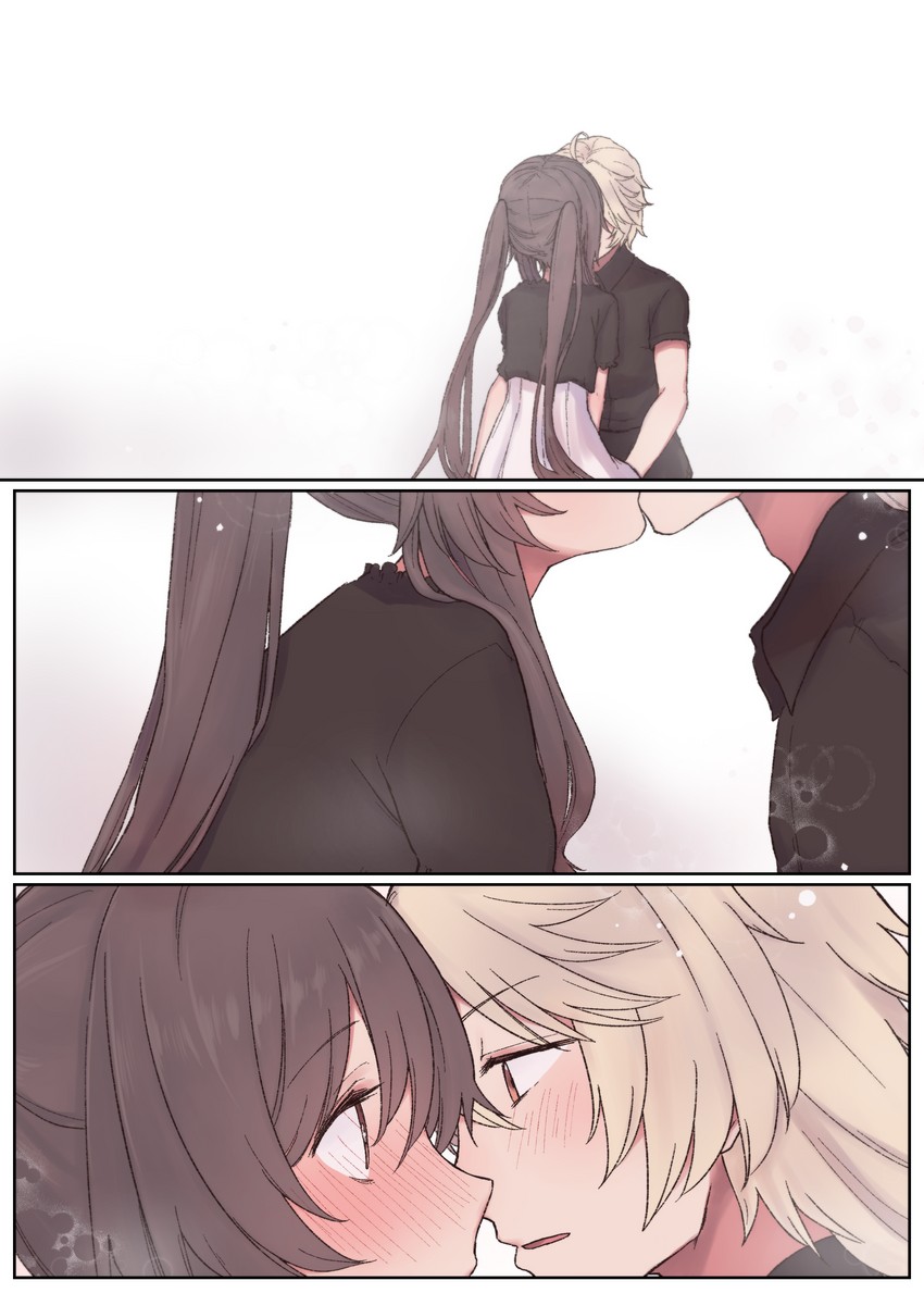 hu tao and aether (genshin impact) drawn by pic_postcard