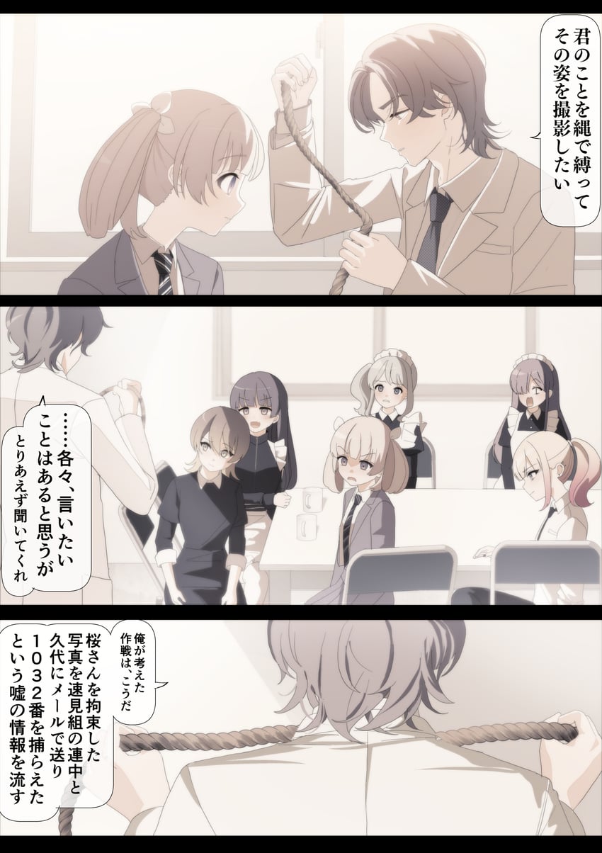 utsumi sakura, kogure ruka, azumaya haruka, hiizumi rinne, tokiwa mimori, and 2 more (sakura no sekai) drawn by tsuruse
