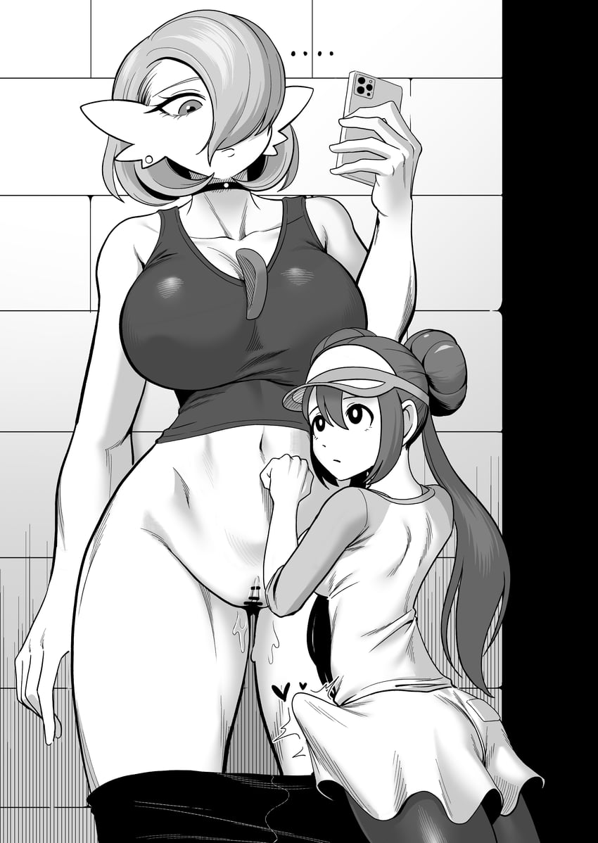 gardevoir and rosa (pokemon and 1 more) drawn by tekkin_papa
