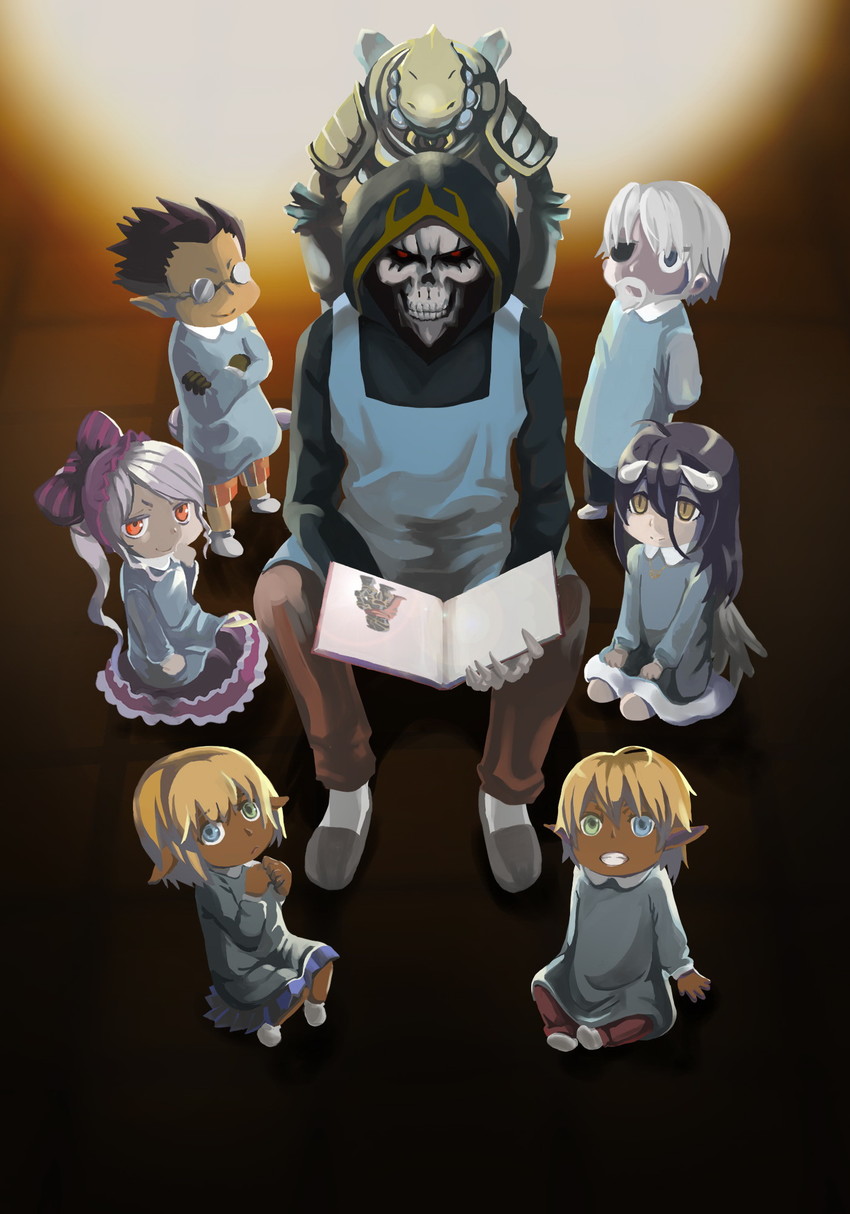 albedo, ainz ooal gown, shalltear bloodfallen, aura bella fiora, mare bello fiore, and 4 more (overlord) drawn by leveach