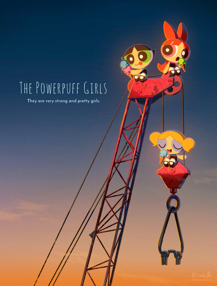 buttercup, blossom, and bubbles (powerpuff girls) drawn by noah_(rokoroko)