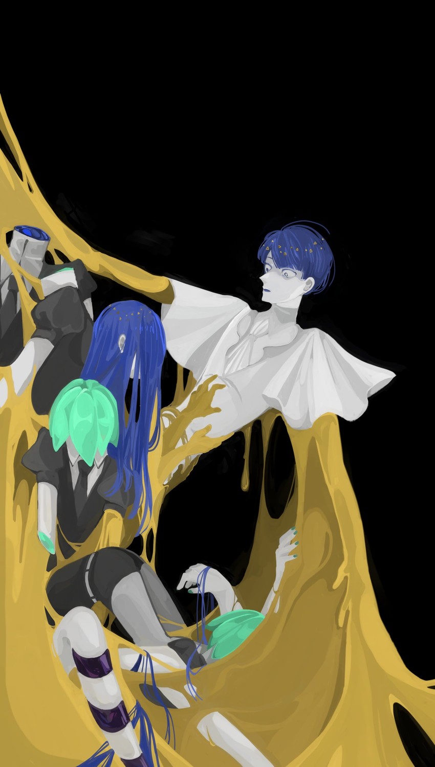 phosphophyllite and lapis lazuli (houseki no kuni) drawn by shiyuma_(yumoyumoyumoyumo1213)