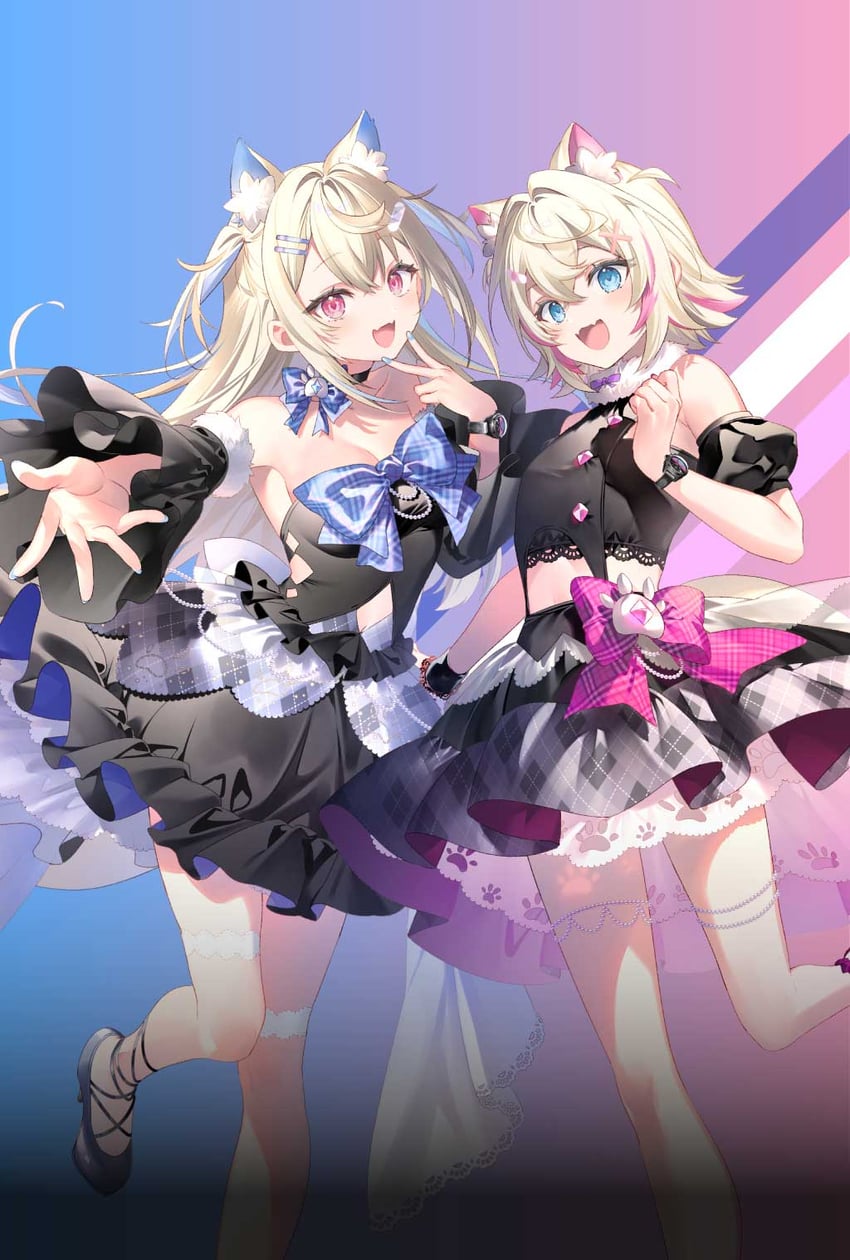 fuwawa abyssgard and mococo abyssgard (hololive and 1 more) drawn by riichu