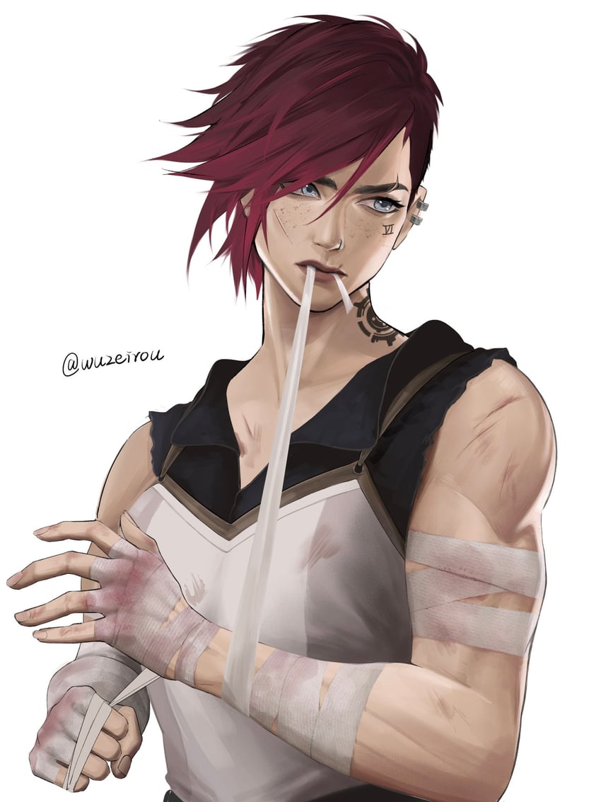 vi and arcane vi (league of legends and 1 more) drawn by wuzeirou