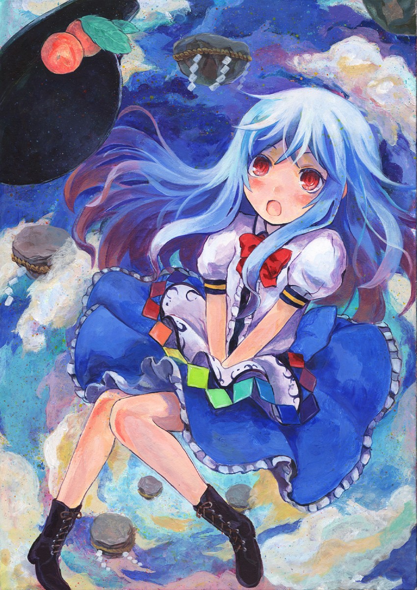 hinanawi tenshi (touhou) drawn by isegawa_yasutaka