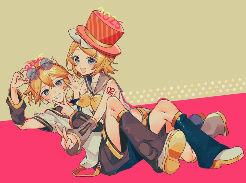kagamine rin and kagamine len (vocaloid) drawn by sazanami_(ripple1996)