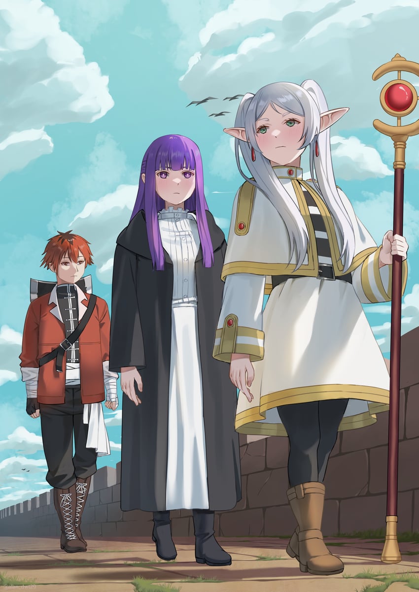 frieren, fern, and stark (sousou no frieren) drawn by dscreation_(alan_dwi29)